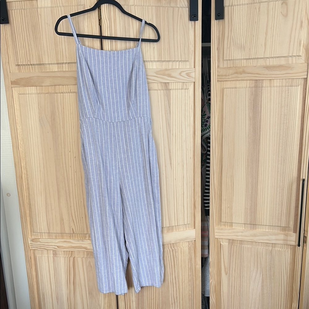 Blue Linen Jumpsuit with pockets
